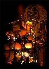 Clive Burr playing drums